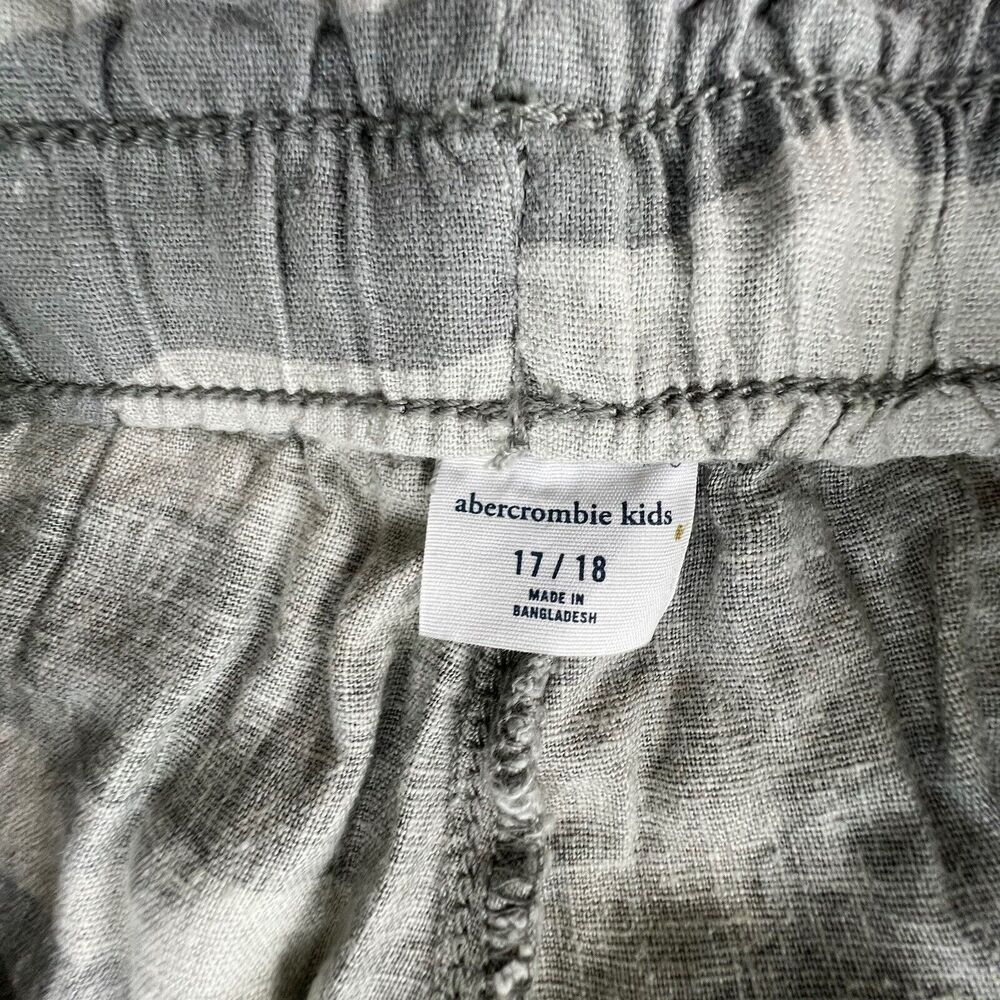 Abercrombie Kids Linen Pants Girls Size 17-18 Wide Leg Washed Camo Pull-on NWOT - Picture 2 of 9